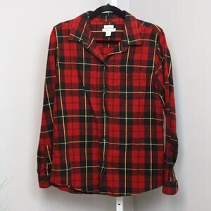 L.L.Bean Men’s Flannel Shirt – Red Plaid, Relaxed Fit, Size M Regular‎